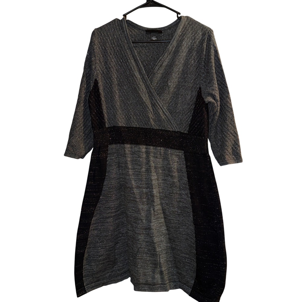 Lane Bryant Women‎ Size 14/16 Gray Sparkle Knit sweater Dress
